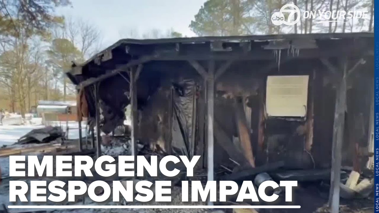 Slick roads in Pine Bluff delay emergency response as family escapes house fire