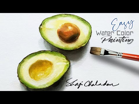 Avocado Watercolor Painting | Still life | Primary colors only