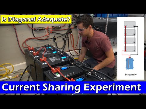 Current Sharing Experiment: 25kWh LiFePO4 w/ Diagonal Wire Configuration