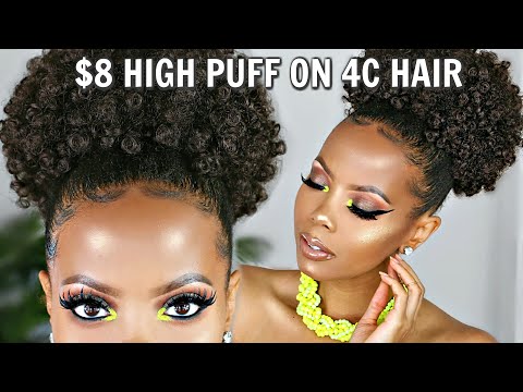 $8 AFRO PUFF QUICK EASY MASSIVE HIGH PUFF UPDO |4C...