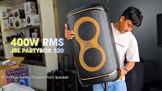 Video thumbnail for 400W RMS Portable Battery-Powered Party Speaker | JBL PartyBox 520 Unboxing by ប៉ូលីន-POLIN