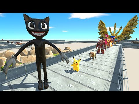 Cartoon Cat Death Run vs Ghidorah - Animal Revolt Battle Simulator