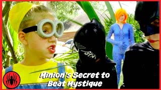 New Kids X-men Minion Secret, Batman vs Mystique superhero real life movie fun comic SuperHeroKids