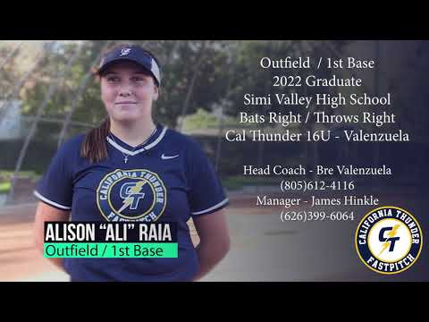 Alison Raia 2022 Outfield - Skills Video