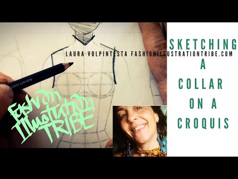 Fashion Drawing: how to Draw a Collar- creative and technical flat sketching on a croquis template