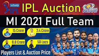 Mumbai Indians IPL Auction 2021 Full Team – MI Squad and All Players List for IPL 2021