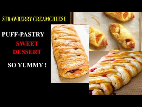 THE BEST HOMEMADE STRAWBERRY CREAM CHEESE DANISH PUFF PASTRY | DESSERT | ASIAN COOKING | LET'S COOK
