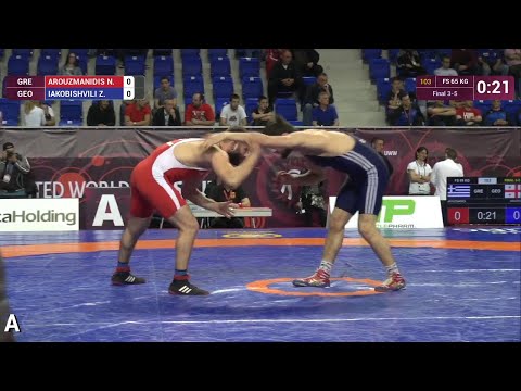BRONZE FS - 65 kg: Z. IAKOBISHVILI (GEO) df. N. AROUZMANIDIS (GRE) by TF, 13-2