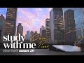 2-HOUR STUDY WITH ME 🌇 / Pomodoro 25-5 / Calm Piano Music / New York Skyline at Sunset [music ver.]