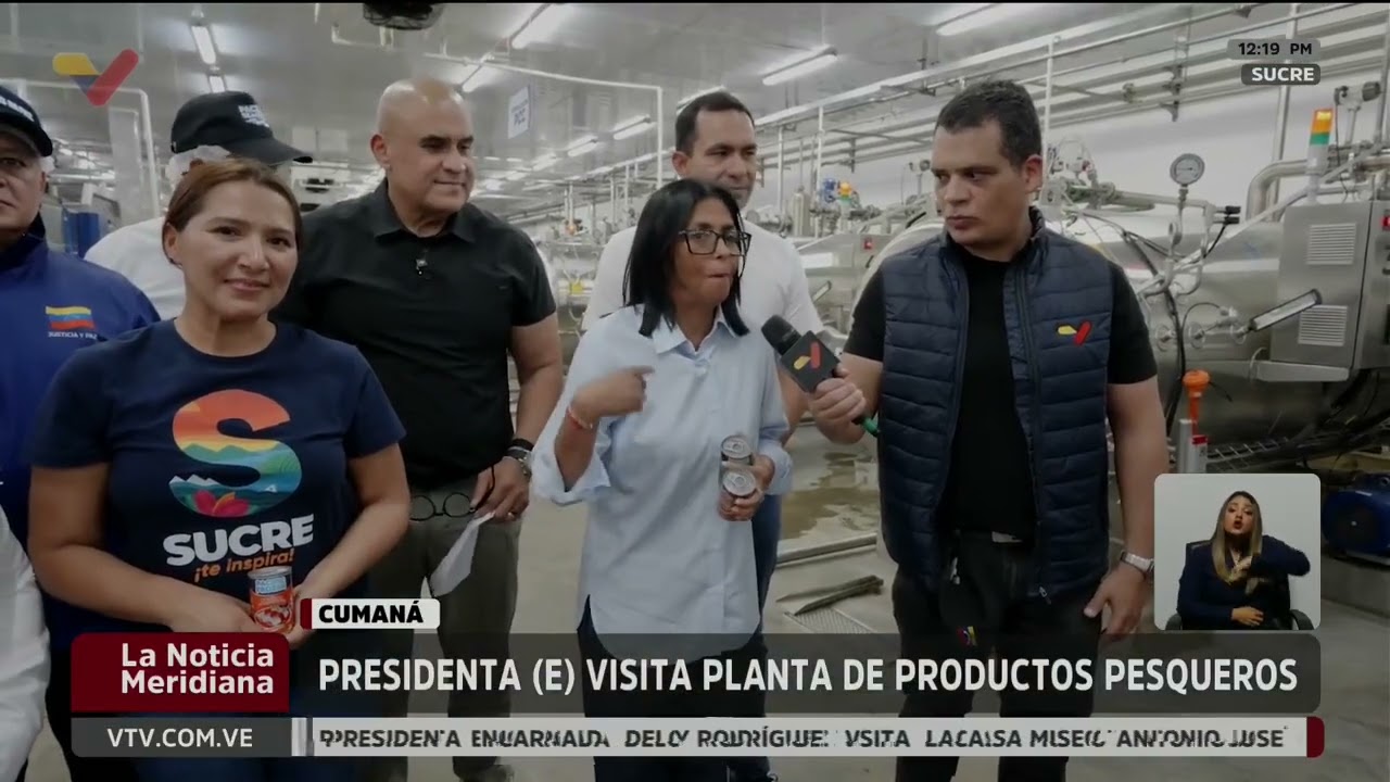 Delcy Rodríguez visita la planta de alimentos Seafood en Cumaná, estado Sucre