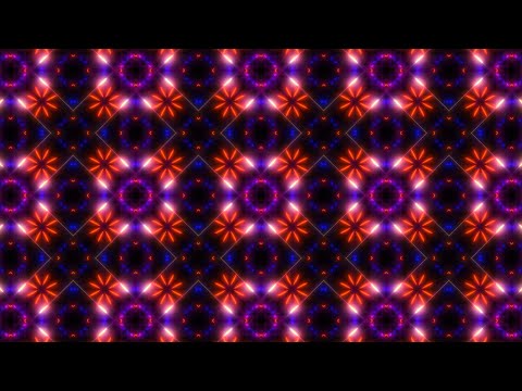 Glowing Abstract Neon Kaleidoscope Rotating Fractal Shape Patterns 4K UHD 60fps 1 Hour Video Loop