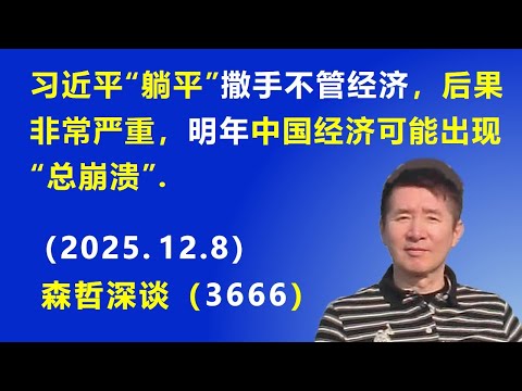 习近平“躺平”撒手不管经济，后果非常严重，明年中国经济 可能出现“总崩溃”.（2025.12.8) 《森哲深谈》