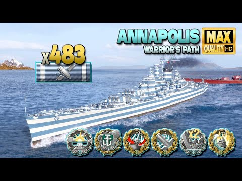 Cruiser Annapolis fighting for win on map "Warrior's Path" - World of Warships