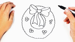 How to draw a Christmas Wreath Step by Step | Drawings Tutorials