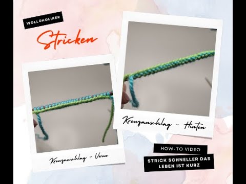 Stricken lernen -  Kreuzanschlag zweifarbig Anfänger