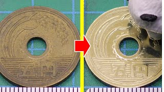 【鏡面磨き】５円玉・ダイヤモンドペースト磨き/[Mirror polishing] 5JPY is super comfortable when polished with diamond paste