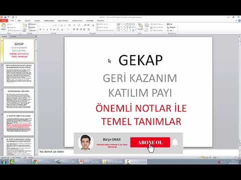 GEKAP GERİ KAZANIM KATILIM PAYI BEYANI ÖZET NOTLAR VE TANIMLAR GEKAP KİMLER VERECEK GEKAP KAPSAMI