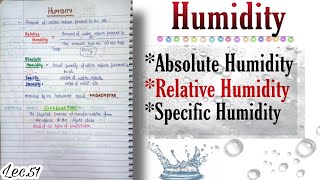 Humidity (Relative, Specific, Absolute) || World Geography || Lec.51 || An Aspirant !