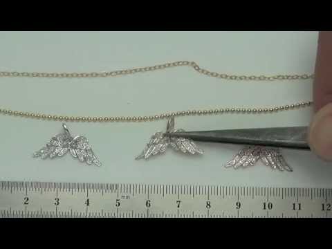 14K Gold 23mm Wing Charm (12Pcs Diamond,0.05Cts)-PAF35231