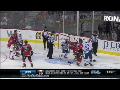 Tanner Glass vs Robyn Regehr Sep 21, 2010