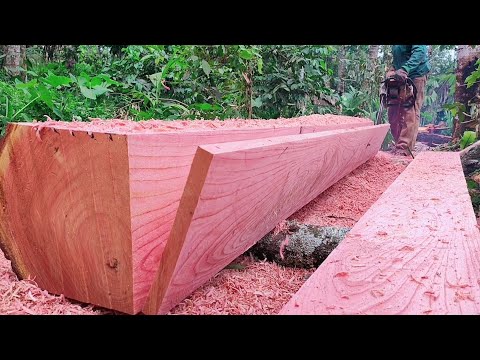 Skills of Chainsaw Operator! Making Beautiful Wooden Planks - Chainsaw 070