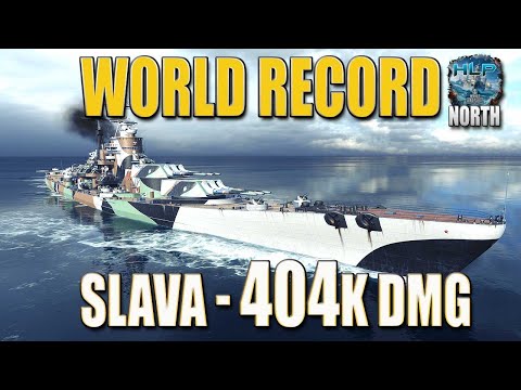 Battleship Slava, World Record, 404k damage - World of Warships