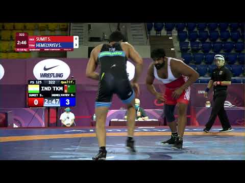 Qual. FS - 125 kg: S. SUMIT (IND) v. S. HEMELYAYEV (TKM)