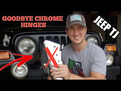 Jeep Wrangler TJ - Windshield HINGE replacement. Headlight BEZELS painted black - Goodbye CHROME!