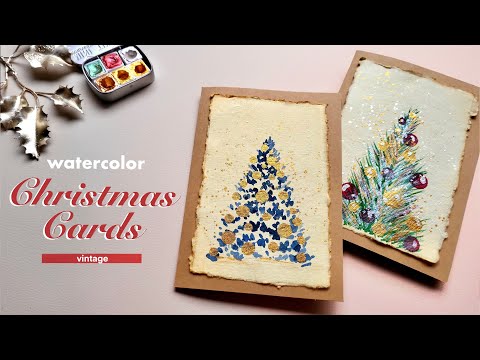 Vintage Christmas Cards in Watercolor for 10 minutes |...