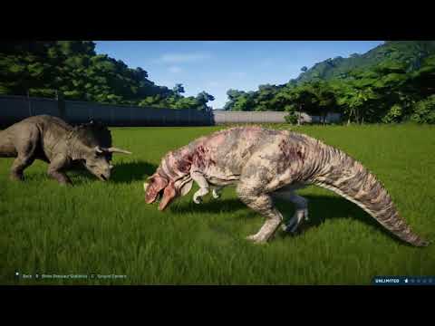 TRICERATOPS VS BIG CARIVORE DINOSAURS --- JURASSIC WORLD EVOLUTION