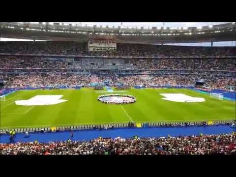 Polska-Niemcy [Widok z trybuny,  skład polski i rozpoczęcie meczu]