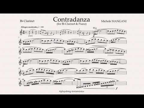 Michele Mangani - Contradanza for Bb Clarinet (100ppm) - Sheet music & Playalong Piano accompaniment
