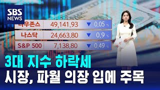 3대 지수 하락세..시장, 파월 의장 입에 주목 / SBS / 뉴욕증시