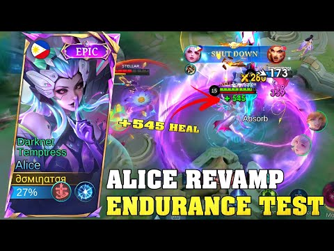 Alice Endurance Test: Revamp Alice’s Crazy Sustain vs Masha’s INSANE Damage, Alice Gameplay, #mlbb