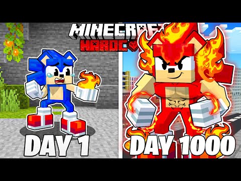 FoZo Movies - I Survived 1000 Days As FIRE SONIC in HARDCORE Minecraft! (Full Story)