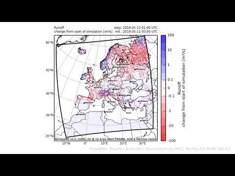 TerrSysMP monitoring run 2018-05-11 - runoff - Europe (72h)