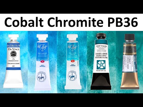 Cobalt Chromite PB36 Watercolor Comparison - Daniel Smith, Da Vinci, Mijello, White Nights