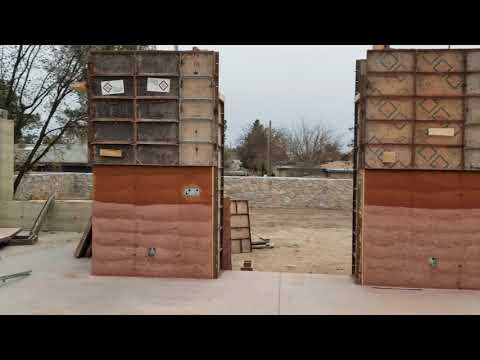 Rammed earth walls exposed