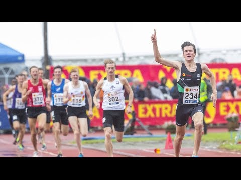 Jakob Ingebrigtsen wins 1500m in crazy weather at Norwegian Championships 2018