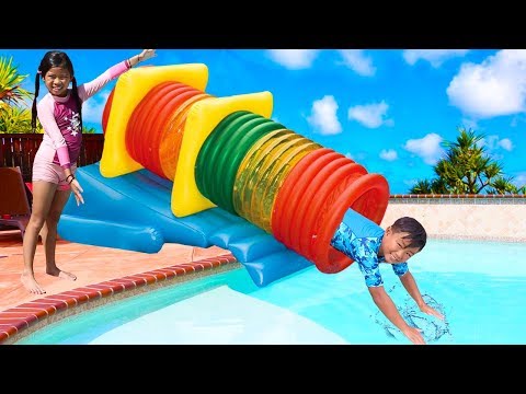 Emma Play with Fun Swimming Pool Tube Water Slide for Kids Video