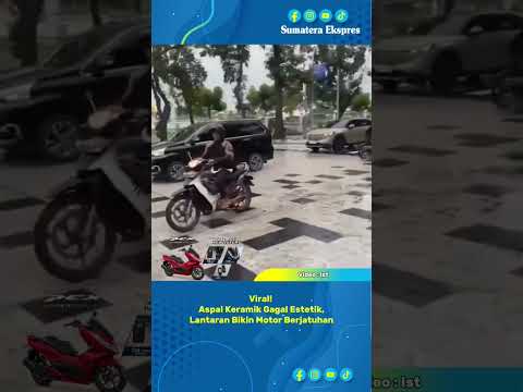 VIRAL! Aspal Keramik Buat 16 Motor Berjatuhan
