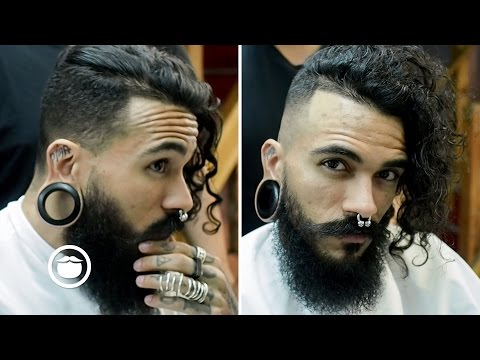 Long Wavy Disconnected Hair w/ Skin Fade and Beard Trim Video