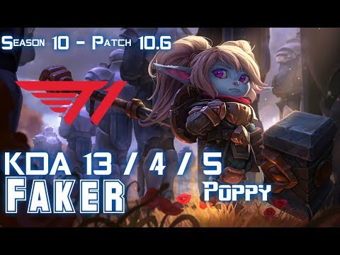 T1 Faker POPPY vs KASSADIN Mid - Patch 10.6 KR Ranked