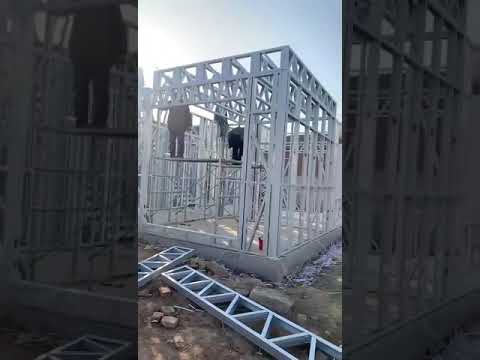 Steel frame installation under way #steel frame #prefab house
