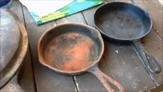 Electrolysis vs Vinegar cleaning cast iron pans. Which pan should I do??? Pt 1