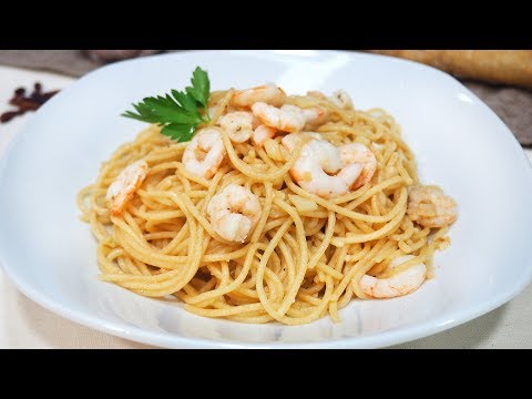 ESPAGUETIS con GAMBAS AL AJILLO en 20 minutos