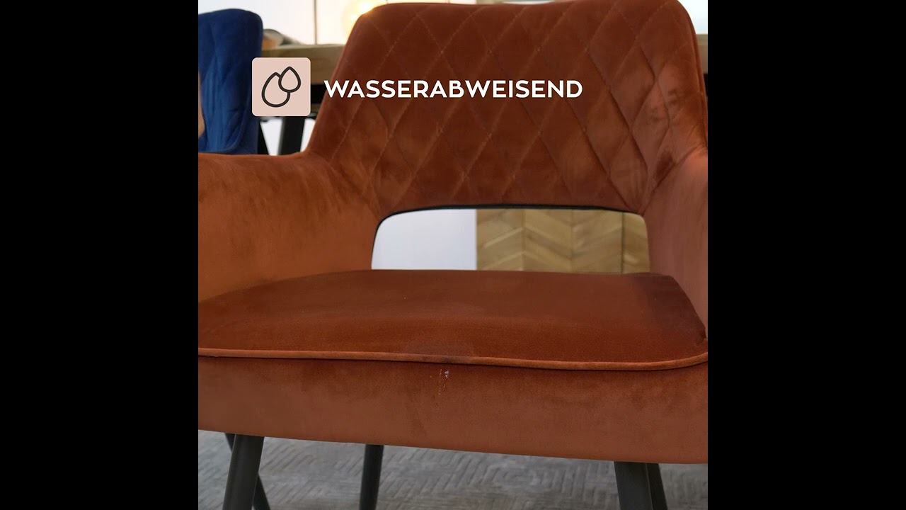 Esszimmerstuhl Samt Mika mit Armlehne schwarz