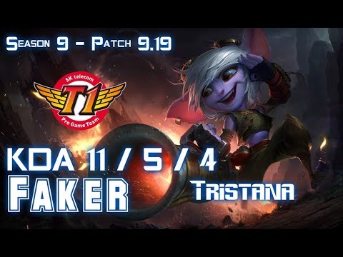 SKT T1 Faker TRISTANA vs RENEKTON Mid - Patch 9.19 KR Ranked