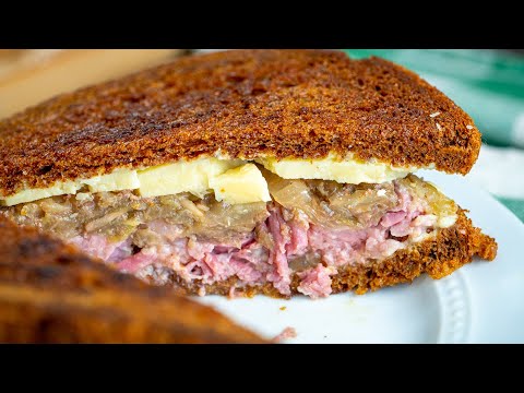 Grilled Corned Beef Sandwich with Guinness au Jus