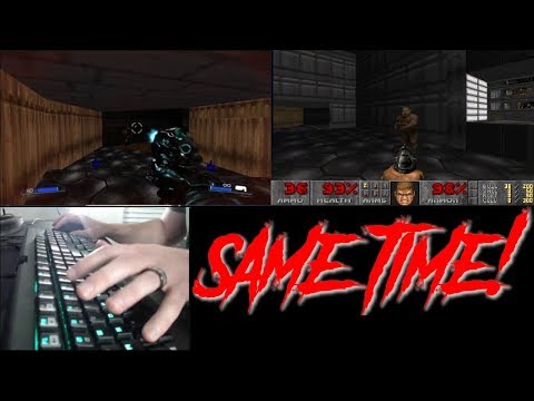 Doom E1M1 / 1993 + 2016 / Played at the SAME TIME on 1 Keyboard!